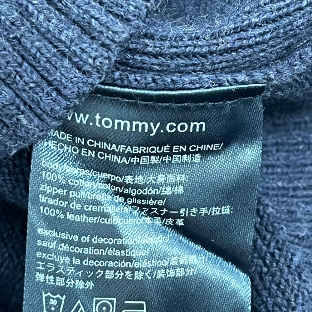 Tommy Hilfiger Mens Size M 1/4 Zip Pullover Sweater Blue Mock Neck Logo - Picture 4 of 8